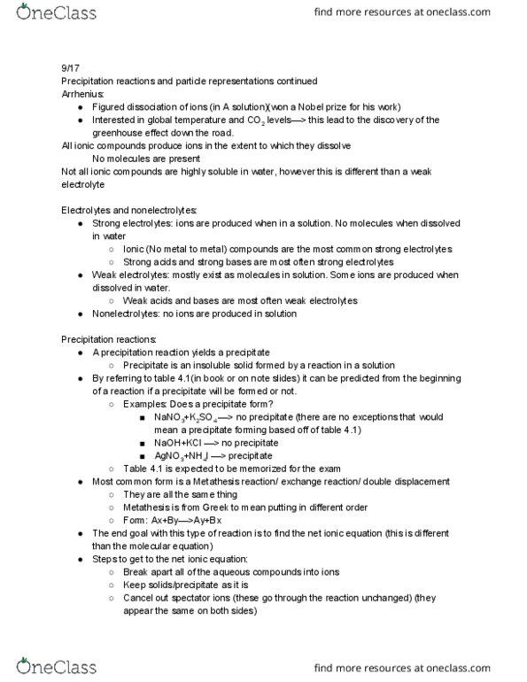 CHEM 1210 Lecture Notes - Lecture 12: Sodium Hydroxide, Strong Electrolyte, Lithium Hydroxide thumbnail