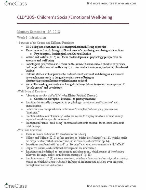 CLD 205 Lecture Notes - Lecture 1: Maladaptation, Eurocentrism, Joseph E. Ledoux thumbnail