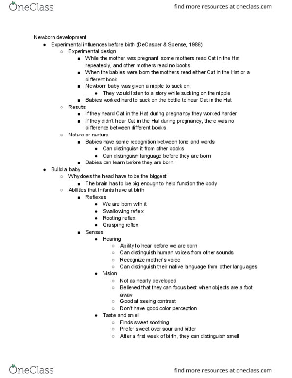 HDFS 1070 Lecture Notes - Lecture 8: Swallowing, Primitive Reflexes, Color Vision thumbnail