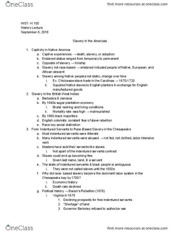 HIST-H 105 Lecture Notes - Lecture 4: Mortality Rate thumbnail