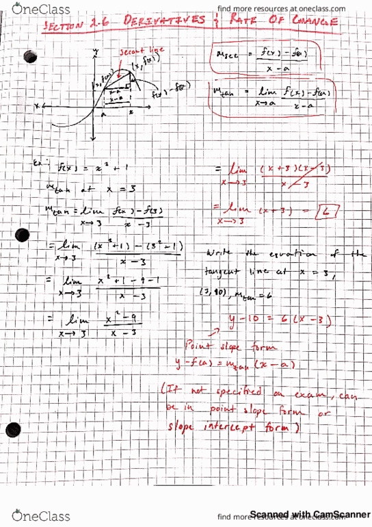 MAT 125 Lecture 10: Section 2.6 (Derivatives and Rate of Change) cover image