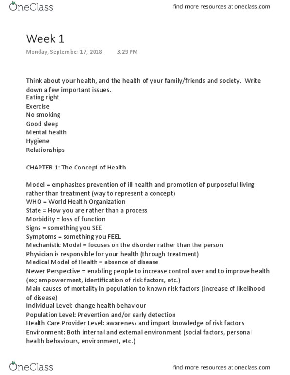 BPK 140 Lecture Notes - Lecture 1: World Health Organization thumbnail