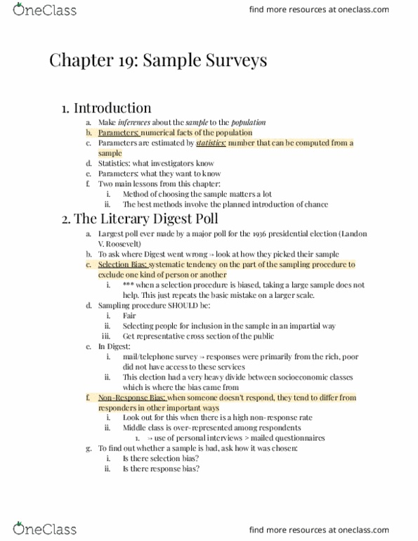 STAT 20 Chapter Notes - Chapter 19-23: Non-Sampling Error, Response Bias, A Reminder thumbnail