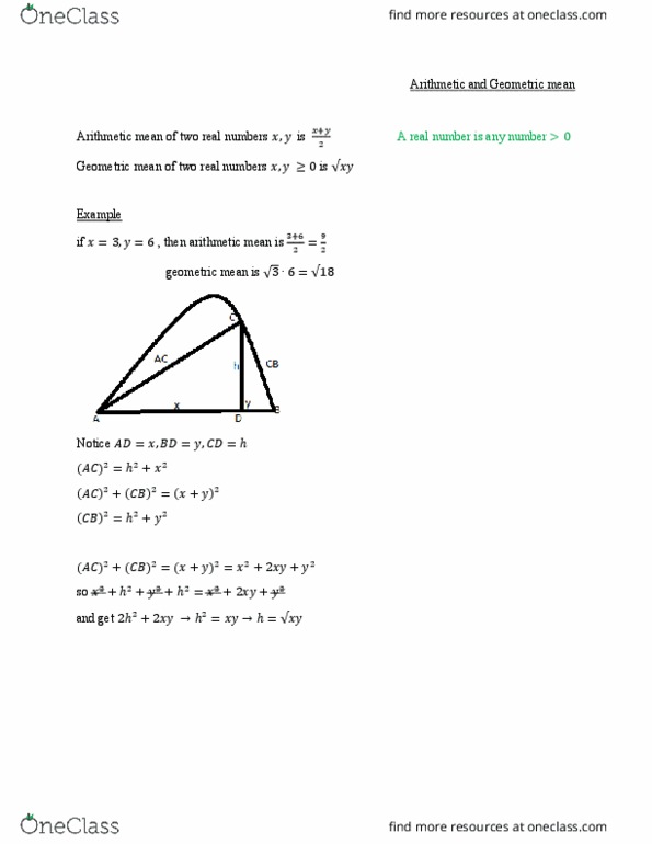 MAT102H5 Lecture 3: Arithmetic and Geometric mean cover image