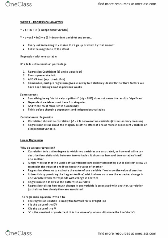 MULT30018 Lecture Notes - Lecture 5: Dependent And Independent Variables thumbnail