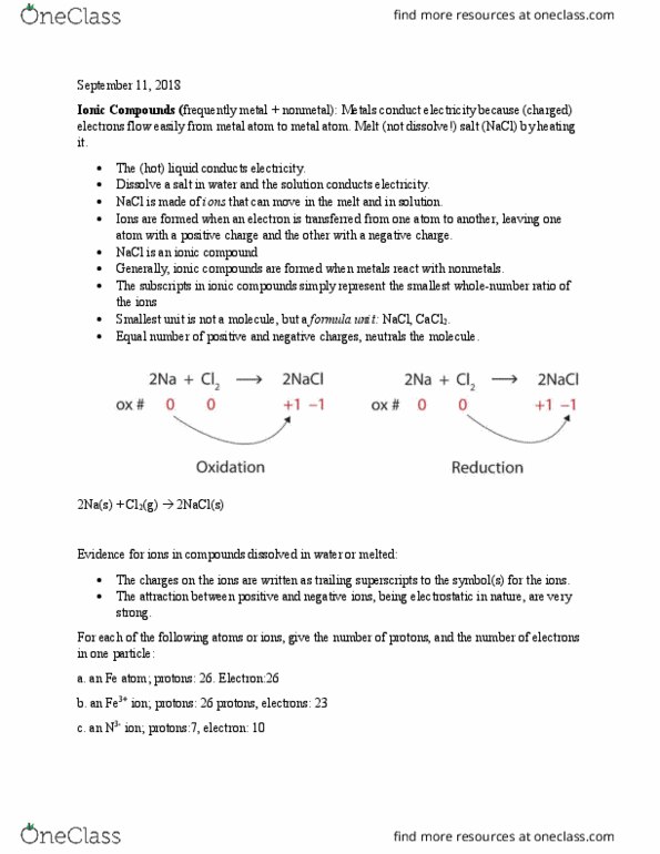 CHE 1110 Lecture Notes - Lecture 2: Ammonium Nitrate, Silicide, Nickel(Ii) Chloride thumbnail