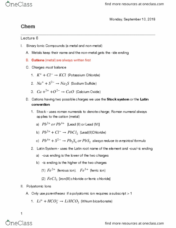 CHE K121 Lecture Notes - Lecture 6: Decane, Hexane, Nonmetal thumbnail