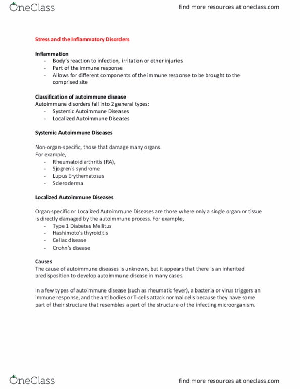 PSYC 446 Lecture Notes - Lecture 10: Coeliac Disease, Diabetes Mellitus Type 1, Histocompatibility thumbnail