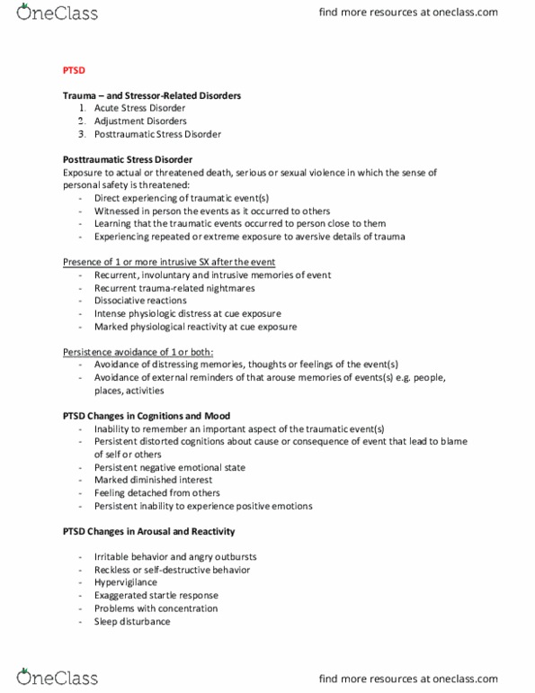 PSYC 446 Lecture Notes - Lecture 5: Heritability, Dissociative Disorder, Psychopathology thumbnail