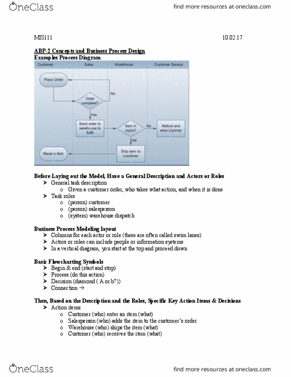 MIS 111 Lecture Notes - Lecture 12: Business Process, Virtual Private Network, Business Process Modeling thumbnail