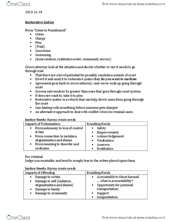 PACS202 Lecture Notes - Restorative Justice, Crown Attorney, Domestic Violence thumbnail