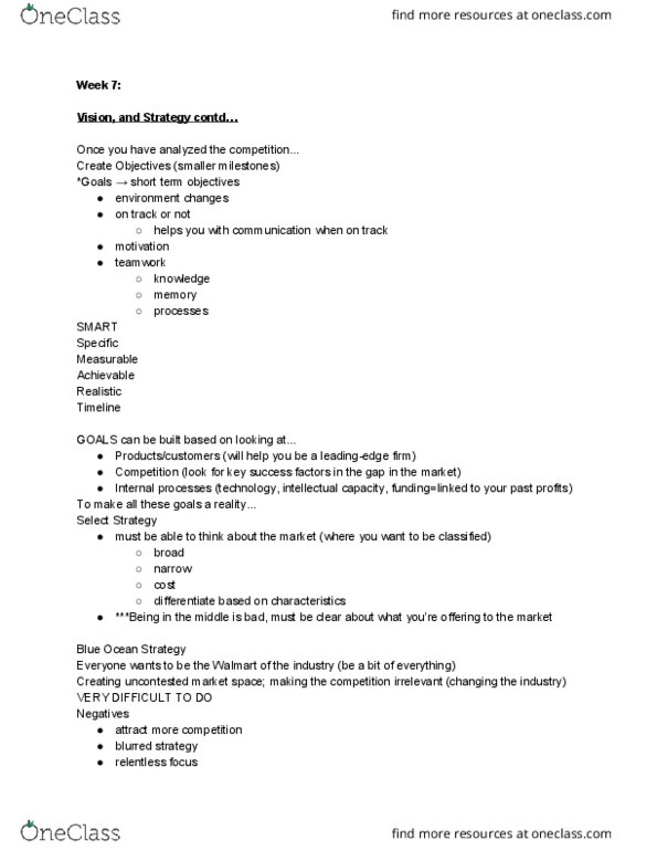 BSM 100 Lecture Notes - Lecture 7: Balanced Scorecard, Blue Ocean Strategy thumbnail