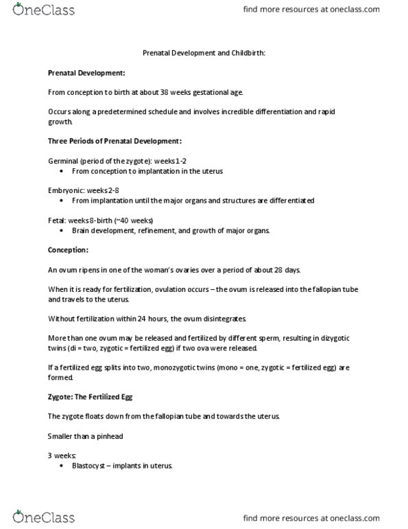 HDF 351 Lecture Notes - Lecture 3: Trisomy, Neural Tube, Twin thumbnail