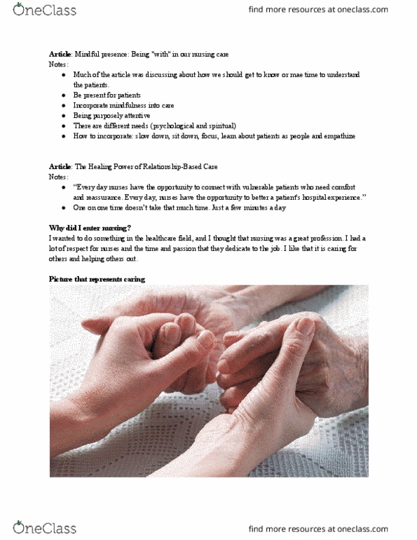 NURSING 1I02 Lecture Notes - Lecture 1: Critical Inquiry, Blood Pressure, Patient Participation thumbnail