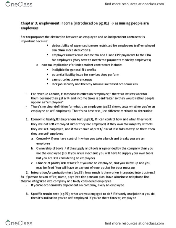 COMMERCE 4SB3 Lecture Notes - Lecture 2: Canada Revenue Agency, Canada Revenue Agency, Independent Contractor thumbnail