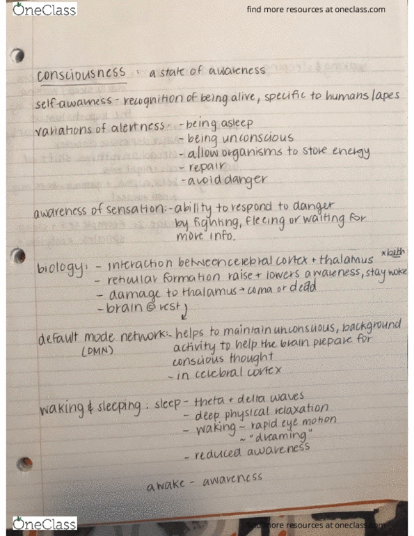 PSYCH 1100 Lecture 13: Consciousness part 1 cover image