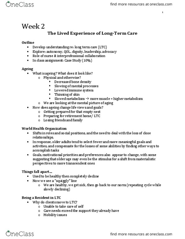 Nursing 4400A/B Lecture Notes - Lecture 2: World Health Organization, Relate, Bone Density thumbnail