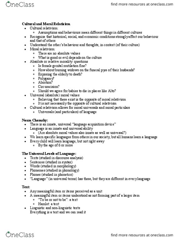 ANT100Y1 Lecture Notes - Lecture 6: Jacques Derrida, Relativism, Double Negative thumbnail