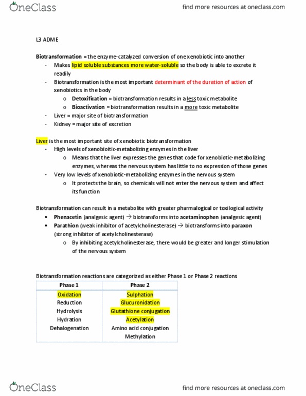 TOX 300 Lecture Notes - Lecture 4: Analgesic, Circulatory System, Methylation thumbnail