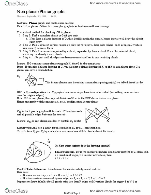 MAT344H1 Lecture Notes - Lecture 4: Kazimierz Kuratowski, If And Only If, Eulerian Path thumbnail