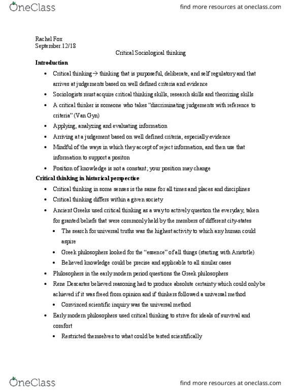 SOCY 122 Chapter Notes - Chapter 2: The Sociological Imagination, Descriptive Statistics, Quartile thumbnail