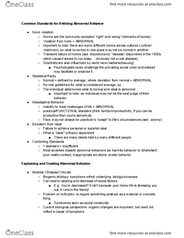 PSYCH 270 Lecture Notes - Lecture 1: World View, Psychopathology, Josef Breuer thumbnail