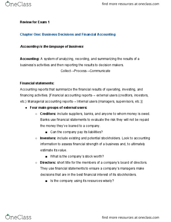ACCT 2001 Lecture Notes - Lecture 6: Retained Earnings, Financial Accounting, Income Statement cover image