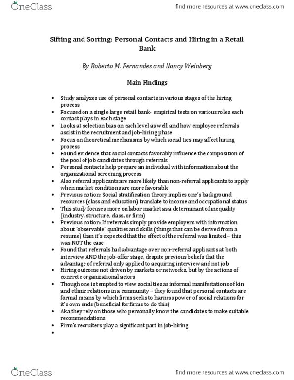 SOC355H1 Chapter Notes -Retail Banking, Social Stratification, Absenteeism thumbnail