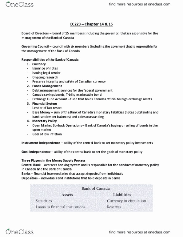 EC223 Lecture Notes - Lecture 6: Money Supply, Debt Management Plan, Payments Canada thumbnail