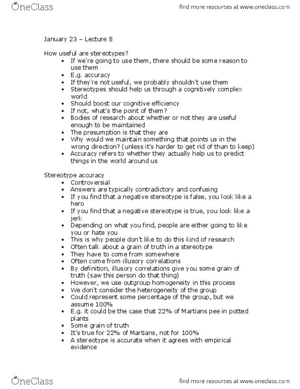 PSYCH 3CD3 Lecture Notes - Lecture 8: Illusory Correlation, Credit Risk, Correlation Does Not Imply Causation thumbnail