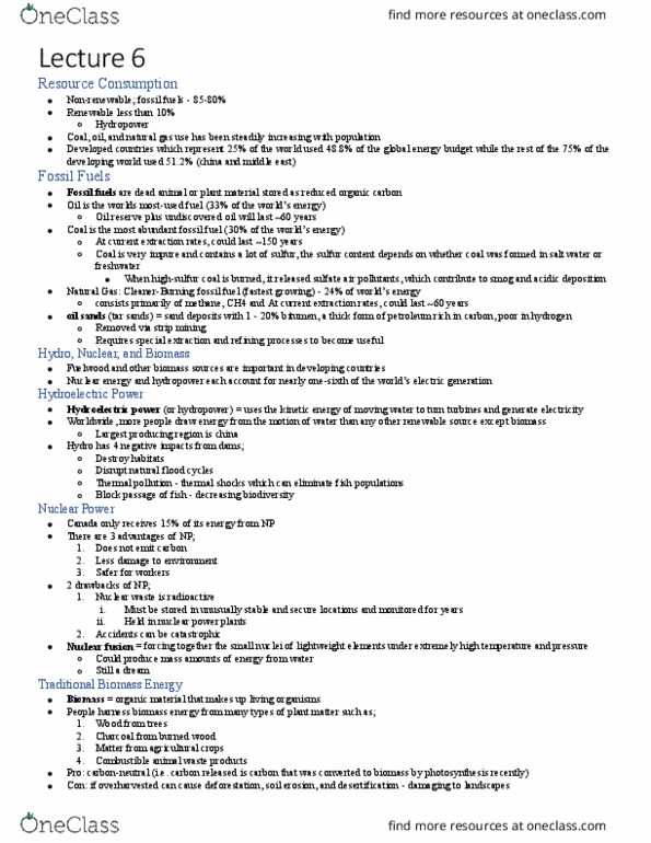 ESS205H1 Lecture Notes - Lecture 6: Nuclear Fusion, Nutrient Cycle, Smog thumbnail