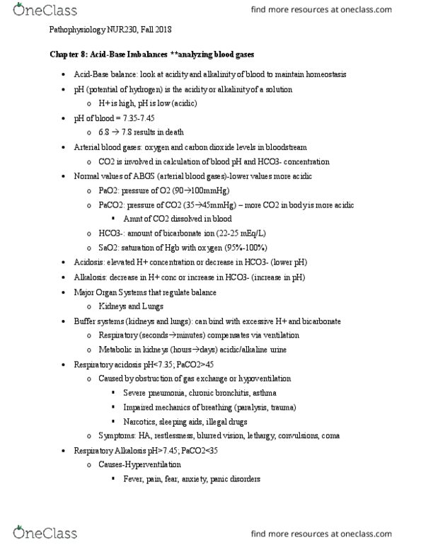 NUR230 Lecture Notes - Lecture 8: Asthma, Diuretic, Chronic Obstructive Pulmonary Disease thumbnail