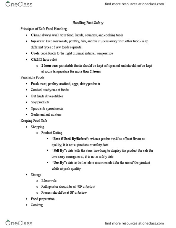 HRT 255 Lecture Notes - Lecture 9: Garlic, Veal thumbnail