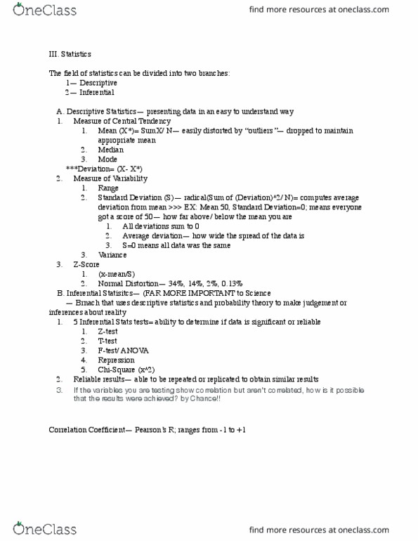 PSY 110 Lecture Notes - Lecture 3: Descriptive Statistics cover image