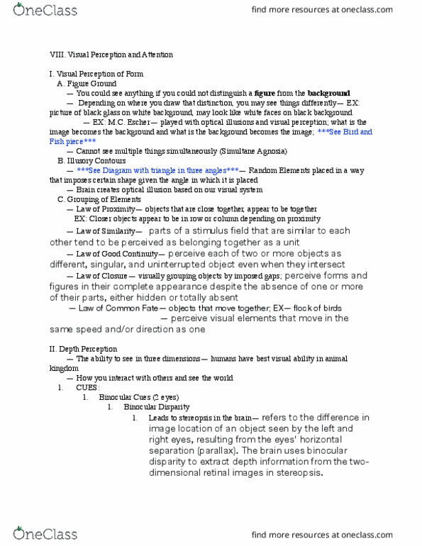 PSY 110 Lecture Notes - Lecture 8: Retina, Railways Act 1921, Interposition thumbnail