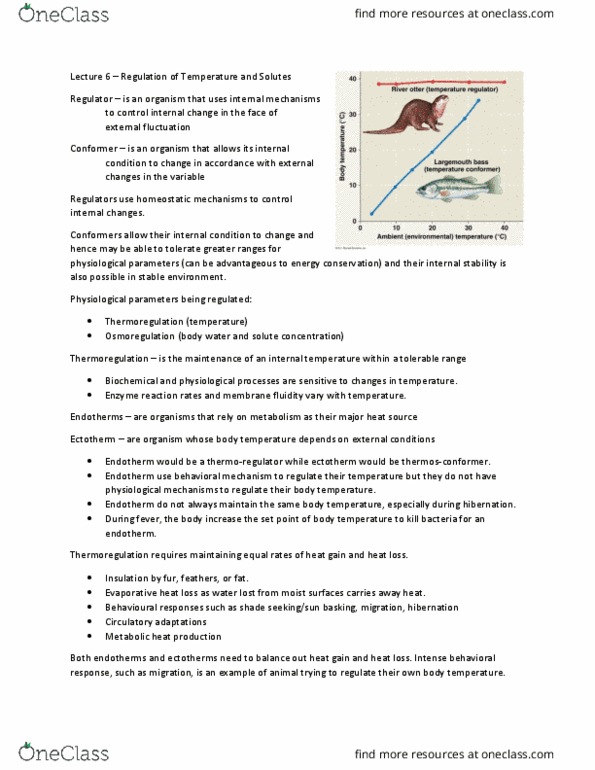 BIOL 1011 Lecture Notes - Lecture 6: Body Water, Osmotic Concentration, Thermogenesis thumbnail