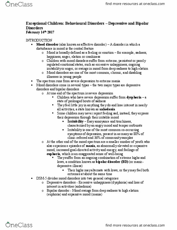 Psychology 2042A/B Lecture Notes - Lecture 6: Generalized Anxiety Disorder, Genetic Predisposition, Panic Disorder thumbnail