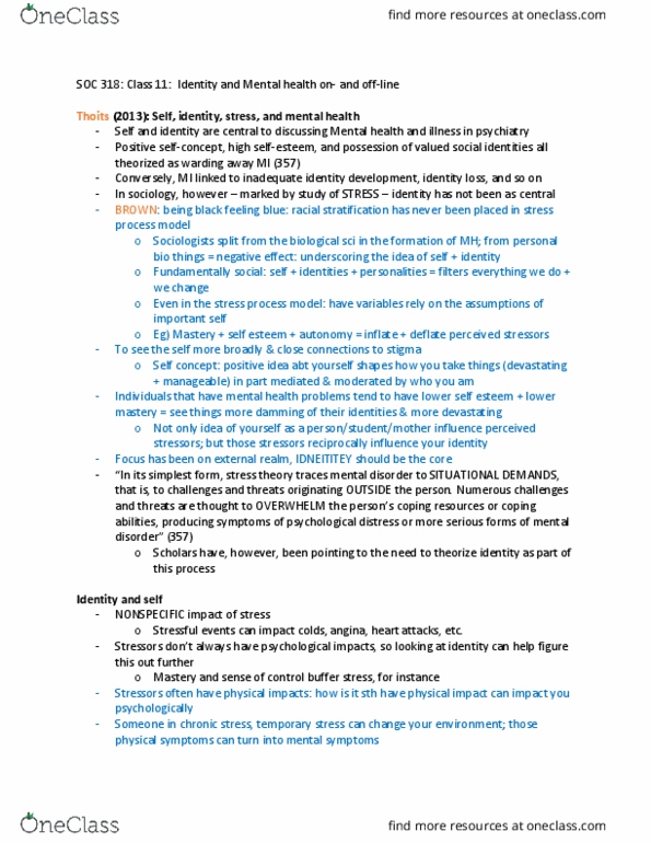 SOC318H5 Lecture Notes - Lecture 11: Local Exchange Trading System, In Solitude, Mental Disorder thumbnail