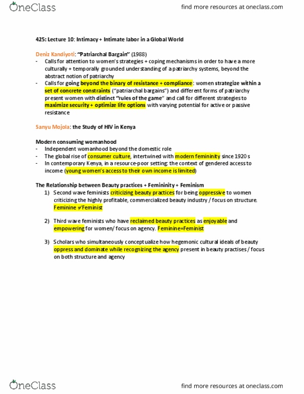 SOC425H5 Lecture Notes - Lecture 10: Transnationalism, Structural Inequality, Sex And Love thumbnail