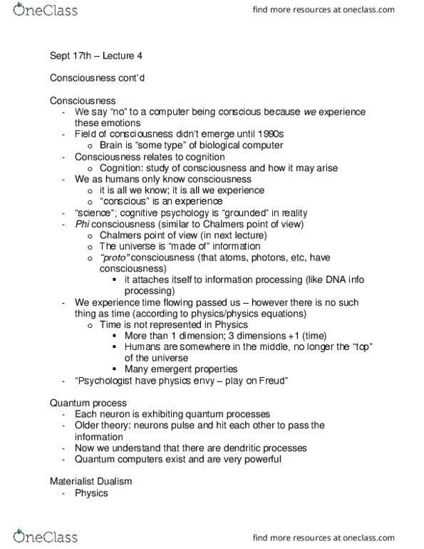 PSYC 2700 Lecture Notes - Lecture 4: Long-Term Memory, Cognitive Disorder, Biological Computing thumbnail