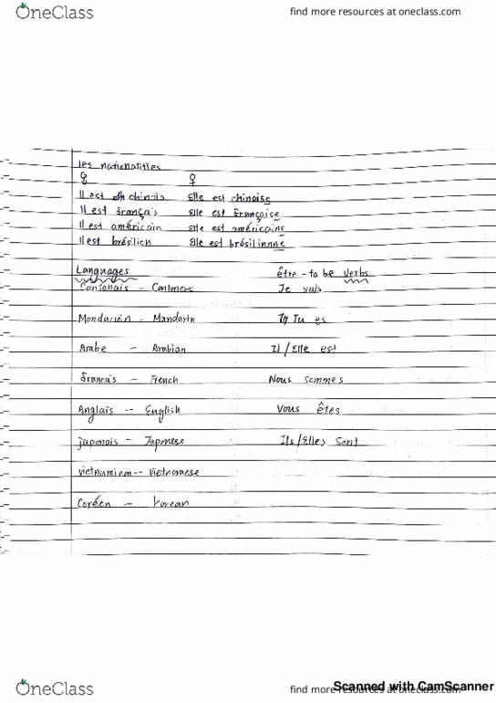 FREN 101 Lecture 7: Nationalities, Verbs and Adjectives thumbnail