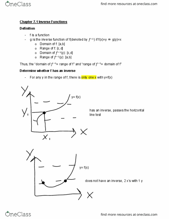 MATH 141 Lecture Notes - Lecture 10: Farad, Inverse Function cover image