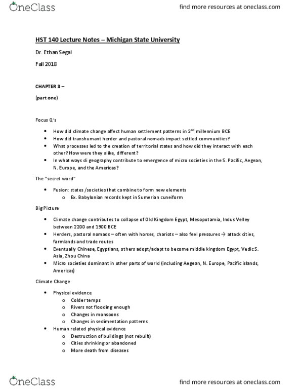 HST 140 Lecture Notes - Lecture 6: Hatshepsut, Transhumance, Composite Bow thumbnail