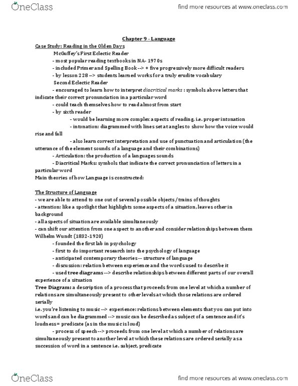 Psychology 2010A/B Chapter 9: The Human Mind- Psychology 2010 Chapter 9 Detailed Notes thumbnail