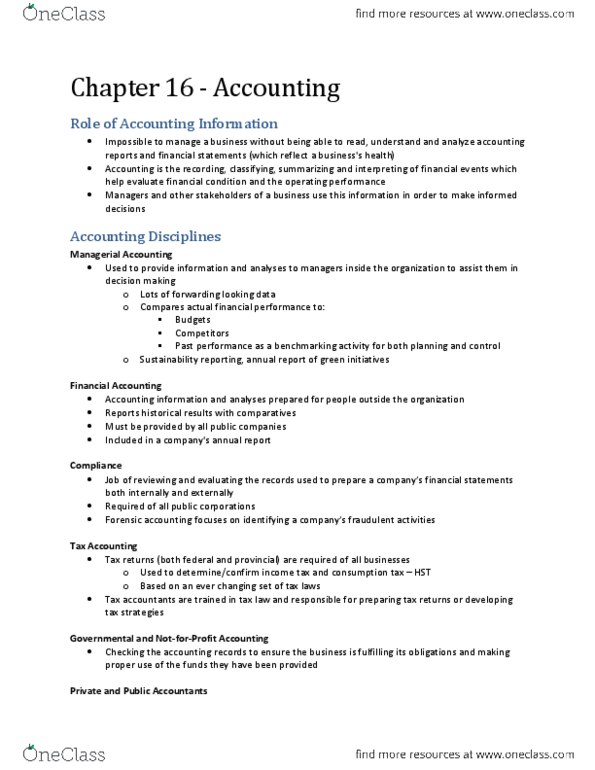 AFM131 Chapter Notes - Chapter 16: Whist, Financial Statement, Forensic Accounting thumbnail