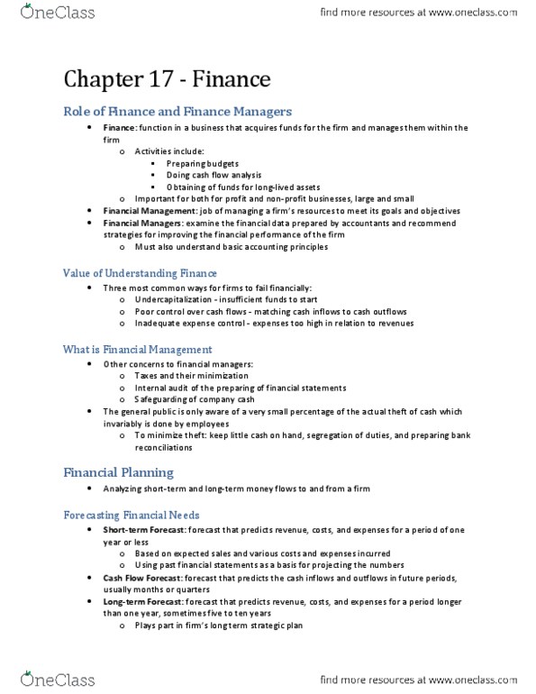 AFM131 Chapter Notes - Chapter 17: Cash Flow, Promissory Note, Inventory Turnover thumbnail