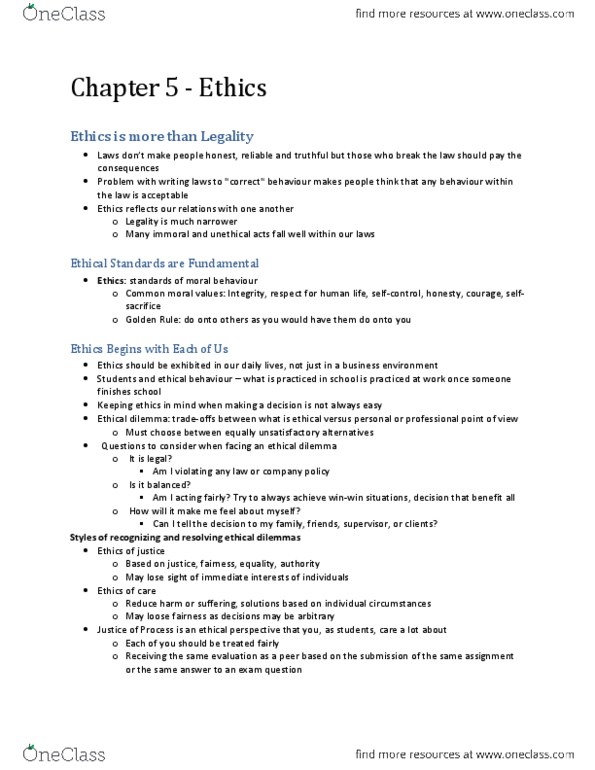 AFM131 Chapter Notes - Chapter 5: Federal Accountability Act, Ethical Dilemma, Corporate Social Responsibility thumbnail