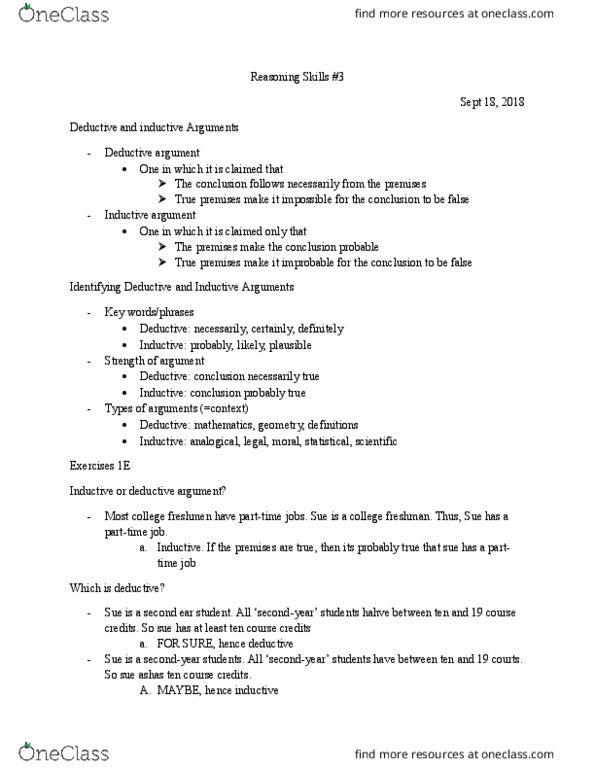 34-160 Lecture Notes - Fall 2018 Lecture 3 - Modus tollens, Disjunctive syllogism, Logical reasoning thumbnail