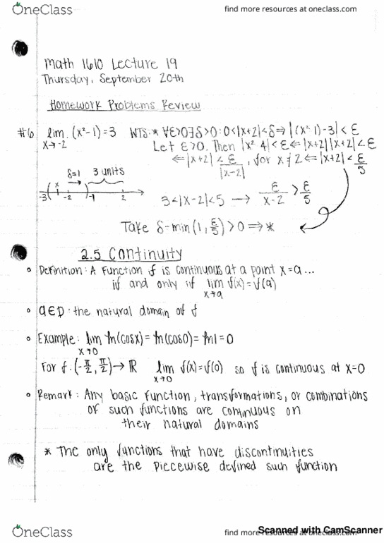 MATH 1610 Lecture 19: Homework Review and Chapter 2.5 cover image