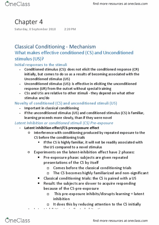 PSYC214 Chapter 4: Classical Conditioning - Mechanism thumbnail
